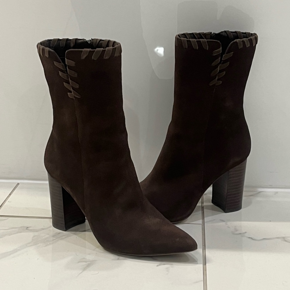 Brown suede booties